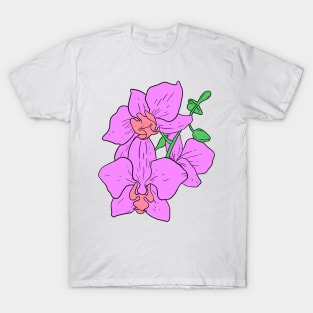 Pink Moth Orchid Hand Drawn Gardening Gift T-Shirt